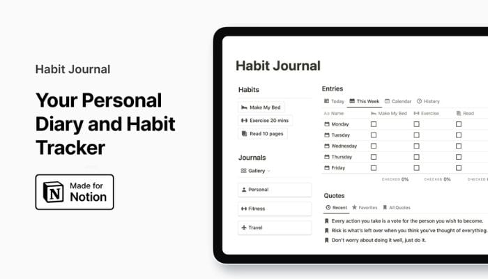 Best Notion Journal Templates for Boosting Your Productivity and Creativity 2 Minimalist Habit Journal