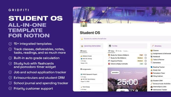 Student OS All-in-One Notion Student Template