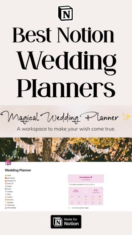 10 Best Notion Wedding Planner Templates to Plan Your Dream Day Like a Pro 12 Best Notion Wedding Planner Templates Pin Image