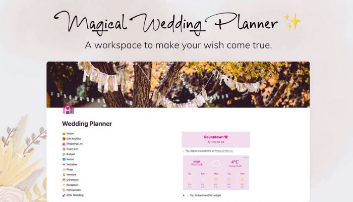 10 Best Notion Wedding Planner Templates to Plan Your Dream Day Like a Pro 7 Magical Notion Wedding Planner