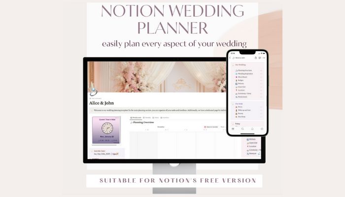 10 Best Notion Wedding Planner Templates to Plan Your Dream Day Like a Pro 8 Notion Wedding Planner by Wonders in a Click