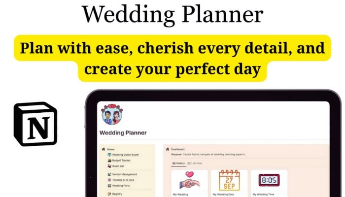 10 Best Notion Wedding Planner Templates to Plan Your Dream Day Like a Pro 6 Wedding Planner by Hey Brevis