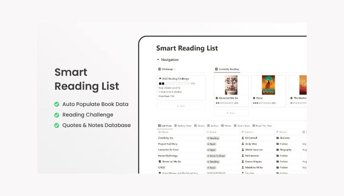 Smart Reading List Notion Template