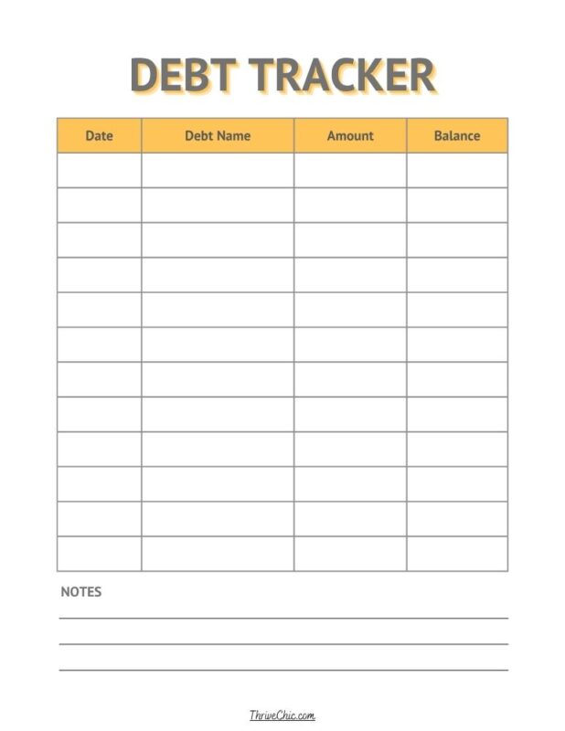 debt tracker printable 