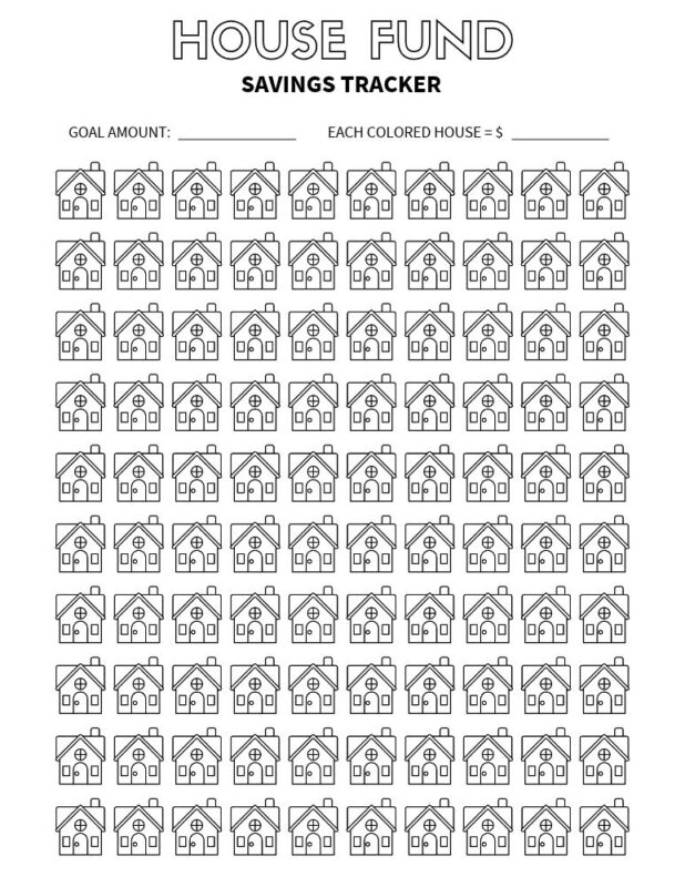 Free Printable Savings Trackers 5 House Fund Savings Tracker