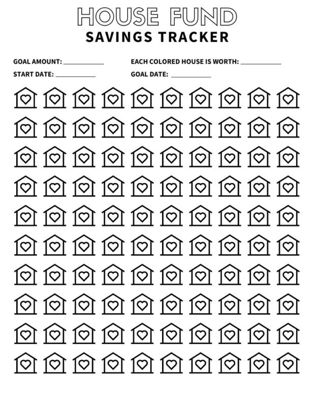 Free Printable Savings Trackers 6 House Fund Savings Tracker