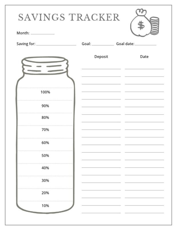 Free Printable Savings Trackers 12 Mason Jar Savings Tracker