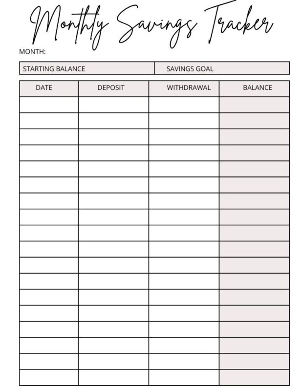 Free Printable Savings Trackers 4 Monthly Savings Tracker